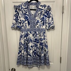 Blue and White Floral Dress